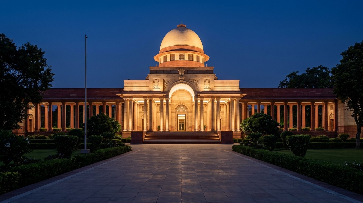 Supreme Court of India Architectural Facade at Twilight